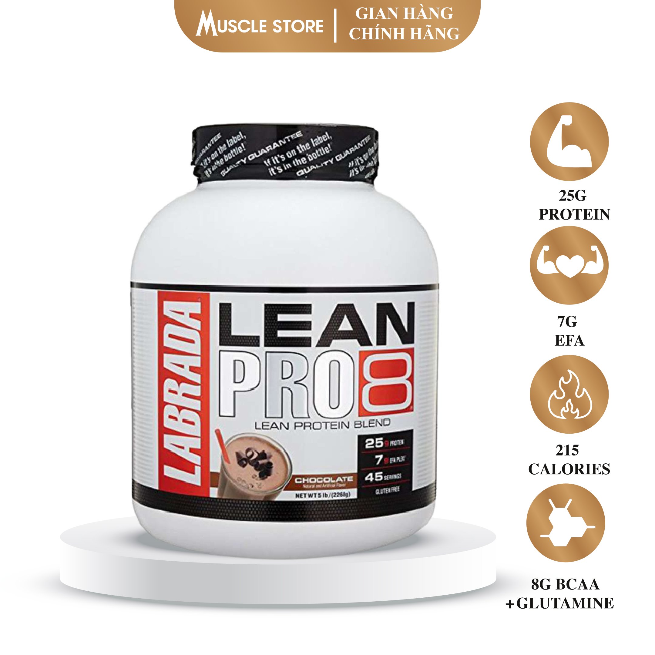 Lean Pro 8 - Labrada, Bổ Sung 8 Loại Whey Protein Cao Cấp Trải Dài, Casein