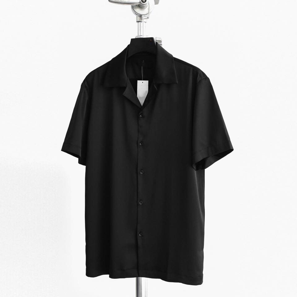 [HCM]Áo sơ mi lụa nam nữ cổ ve trắng đen ngắn tay