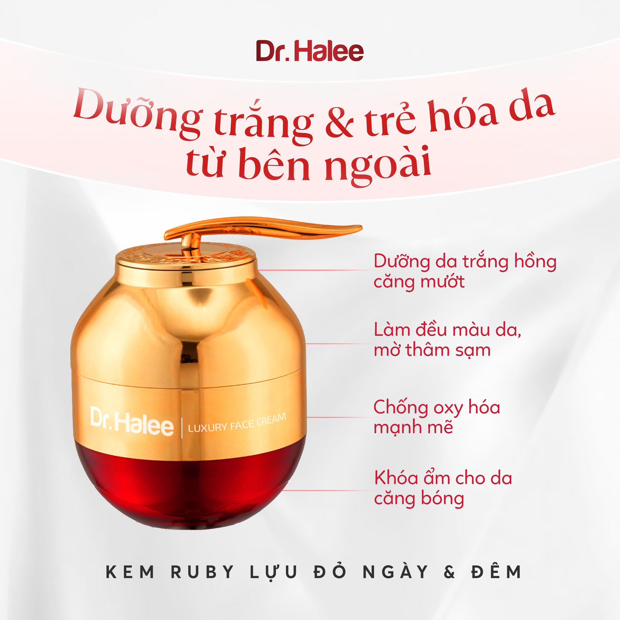 Kem Face Ruby Lựu Đỏ DRHALEE Dưỡng Trắng Da Ngày & Đêm