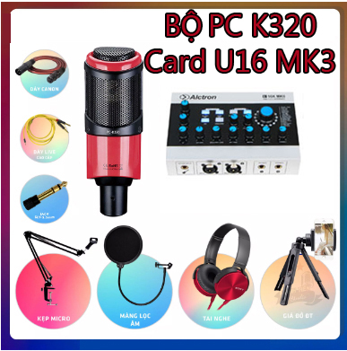 [ BỘ SIÊU PHẨM MỚI ] Bộ Micro Thu Âm TAKSTAR PC-K320 + Sound Card Alctron U16K MK3, Thu Âm Với Chất Lượng Cực Cao, Chuyên Nghiệp Âm Thanh Tốc Độ Mạnh 24bits/ 96khz, 16 Hiệu Ứng Vang, Lọc Âm, Chống Méo Tiếng, Âm Thanh Sắc Nét