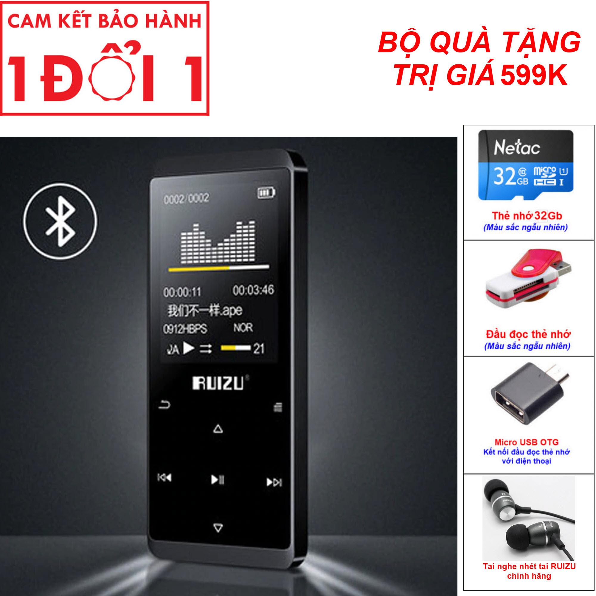 Quà Tặng Trị Giá 599K - Máy nghe nhac BLUETOOTH, máy nghe nhạc MP3, Máy nghe nhạc Lossless Bluetooth Ruizu D02 - 8Gb cao cấp, Bộ nhớ trong 8Gb, có thể xem phim nghe nhạc, đọc truyện, hỗ trợ học ngoại ngữ với chức năng lặp A-B