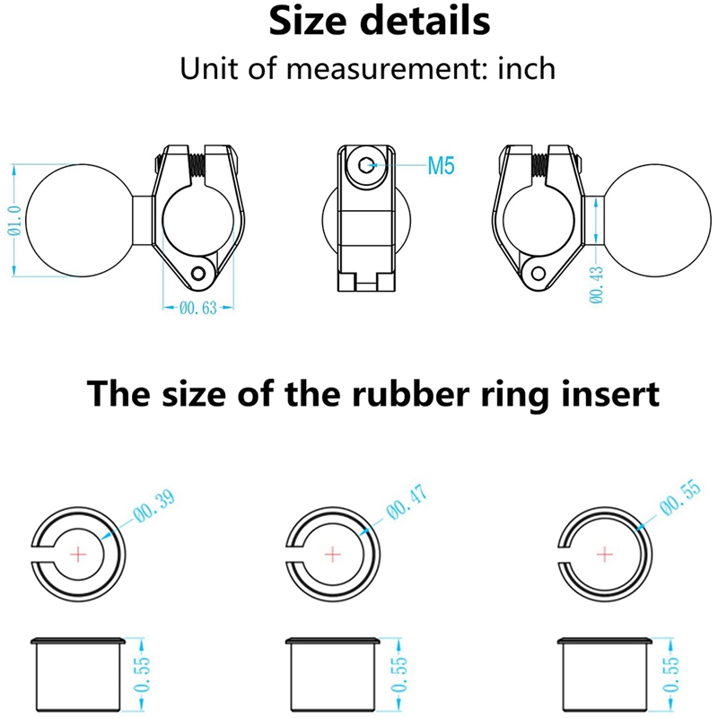 1 Inch Ball Head Navigation Mounting Bracket Rear View Mirror Frame Fixing Support for Ram Bracket/Phone Bracket