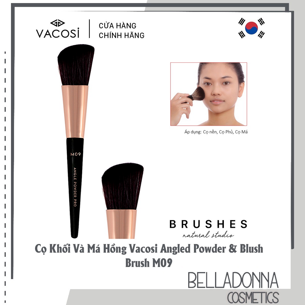 Cọ khối và má hồng vacosi angled powder & blush brush m09