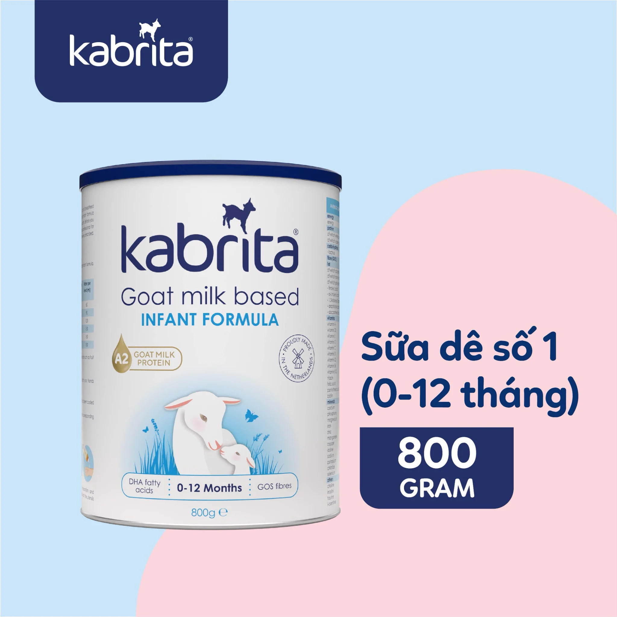 [Date 2.2025] Sữa dê Kabrita số 1 (0-12 tháng) - Lon 800g