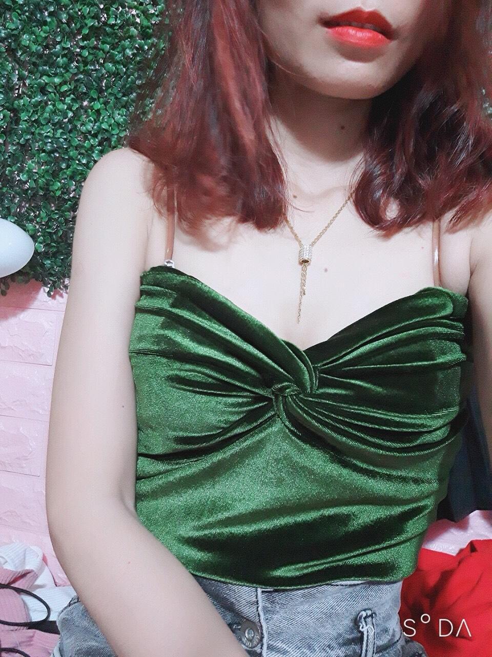 Áo nhung cúp ngực  kèm mút  sang chảnh