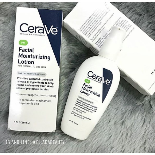 Kem dưỡng CeraVe PM Facial Moisturizing Lotion [Niacinamide + Ceramides + Hyaluronic Acid]