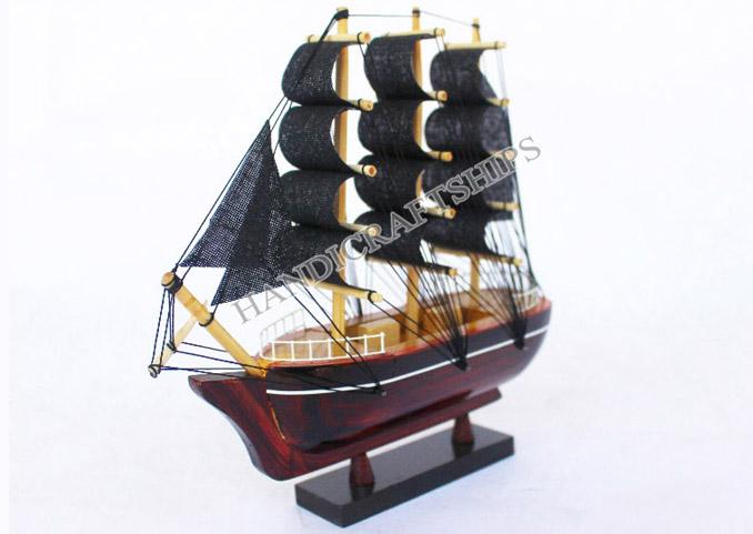 Combo 2 thuyền gỗ trang trí PHONG THỦY màu đen & trắng (Dài: 20cm)