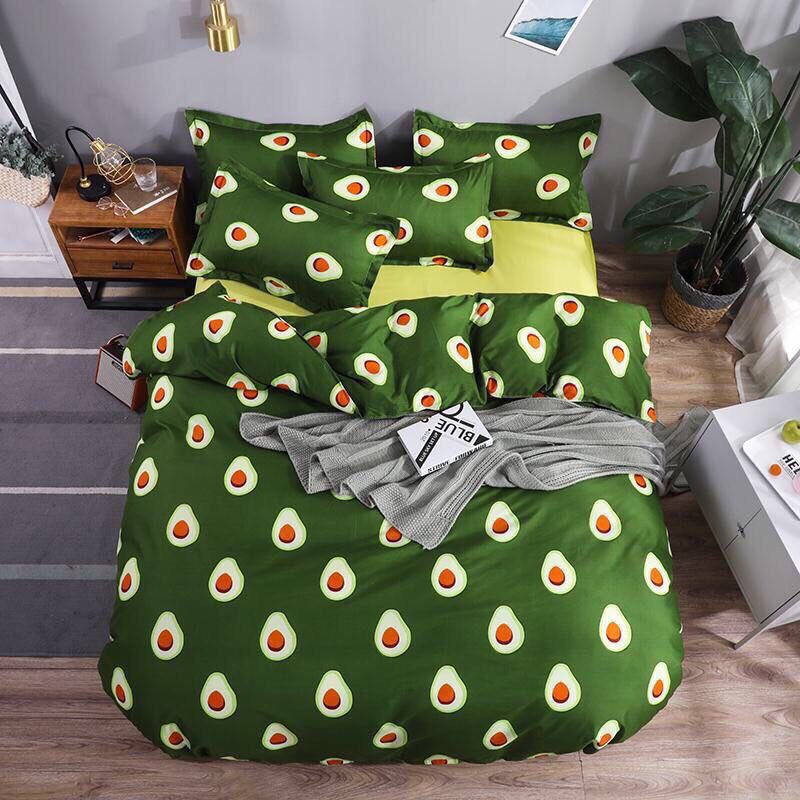 (FreeShip MAX) Bộ chăn ga gối poly trái lê vàng 1m6x2m