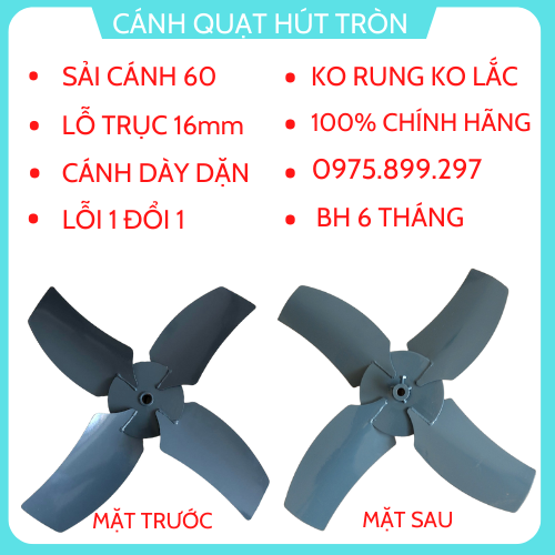 Cánh quạt hướng trục - cánh hút công nghiệp quạt tròn. sải cánh 600. lỗ trục 16. chuẩn nhà máy