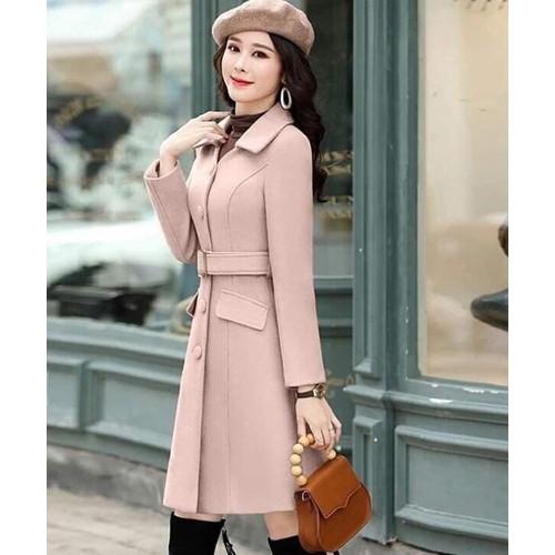 Hàng nhập - Áo khoác dạ nữ form dài nút bọc