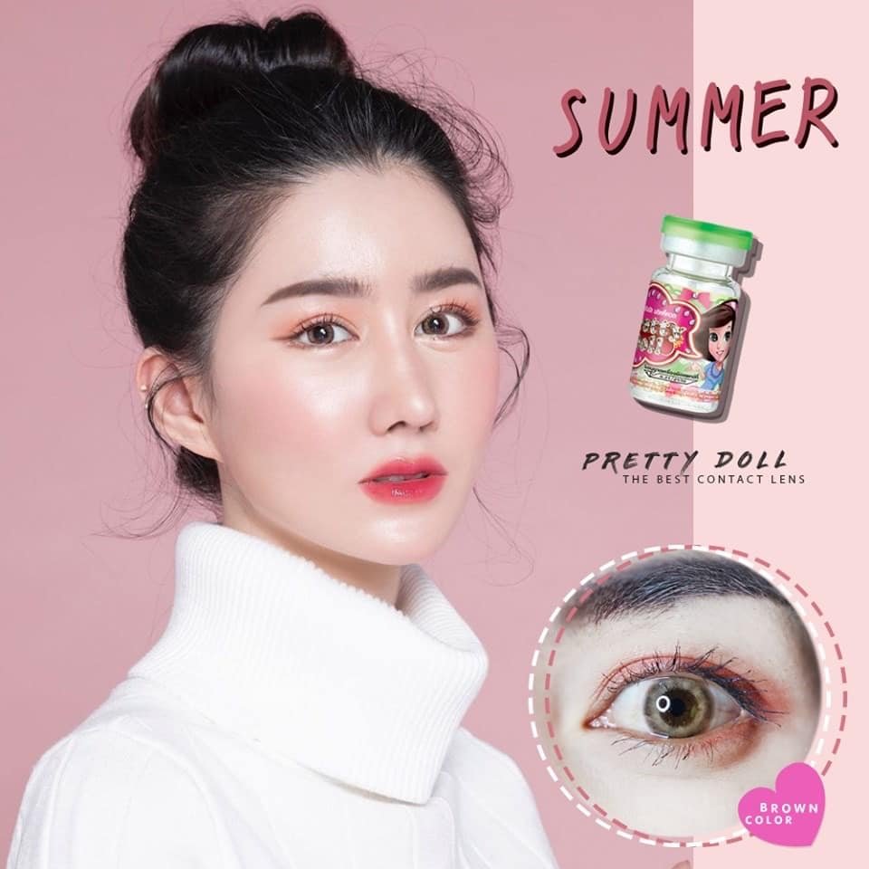 Contact Lens Brown Color Eye Accessory Yearly 0 Degree Korea 1 Gift Lenses Container CaseN (MS:43)