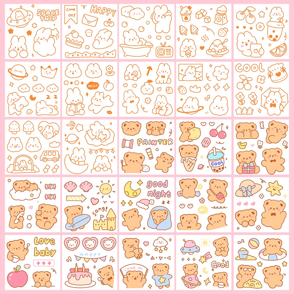 Super cute cute bear stickers various pictures suitcase sticker for learning angle notebook computer decoration-Lumbley