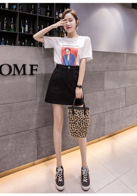 (CÓ QUẦN BÊN TRONG) CHÂN VÁY JEAN CẠP CAO - HÀNG CÓ SẴN