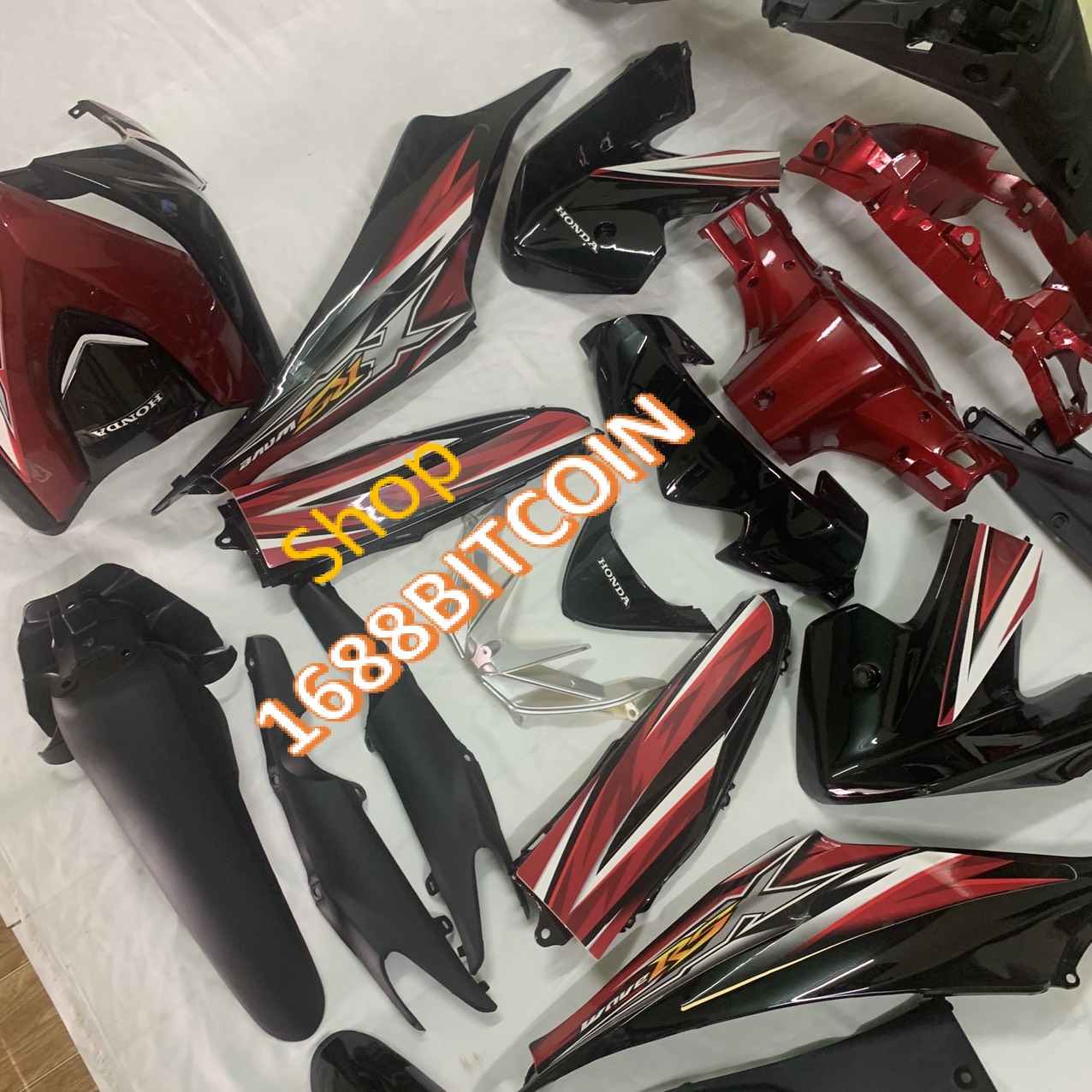 {Tặng kèm tem} Bộ dàn áo xe máy Wave RSX 110 - RSX 2010- 2011 FULL ĐỎ ĐEN