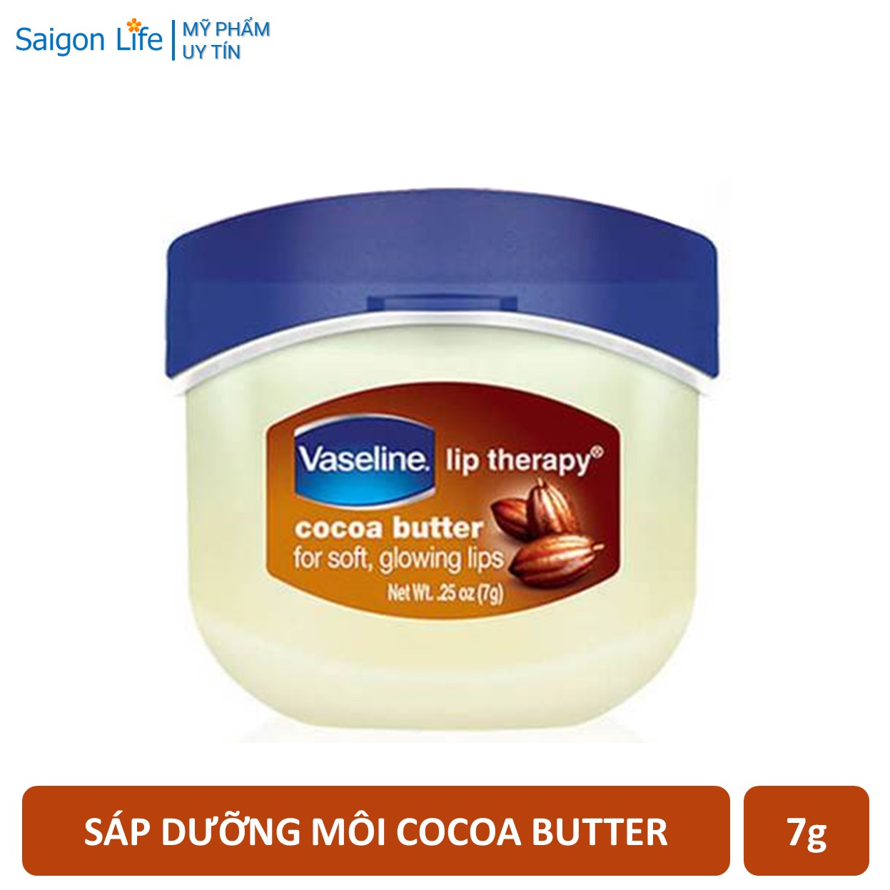 Sáp Dưỡng Môi Chiết Xuất Bơ Cacao Vaseline Lip Therapy Cocoa Butter 7g