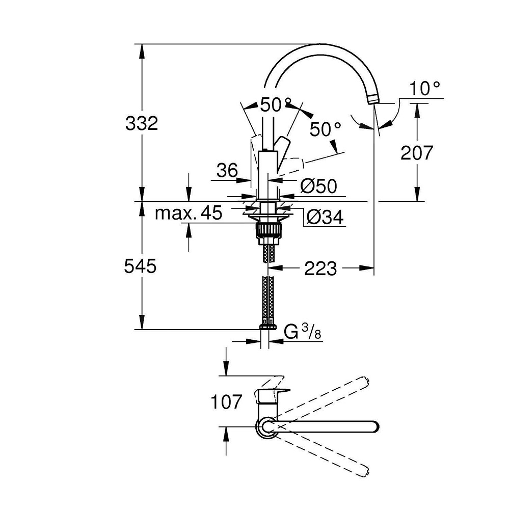 [Trả góp 0%]Vòi rửa bát Grohe BauEdgre 31367001
