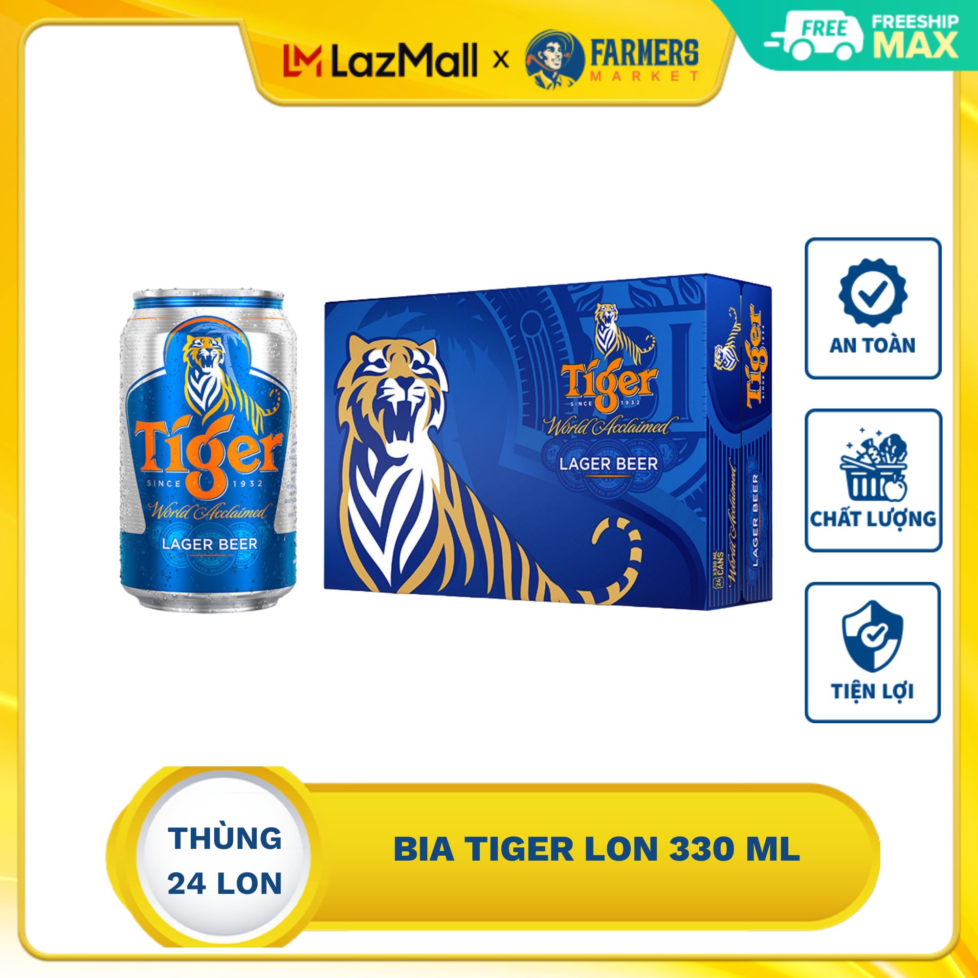 Thùng 24 lon bia tiger lon 330 ml