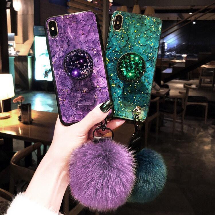 Ốp đá ngọc bích bông kèm Pop Iphone Xs Max