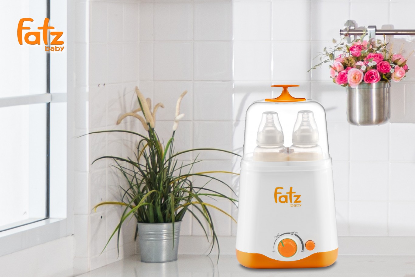 [HCM]MÁY HÂM SỮA 2 BÌNH CỔ RỘNG FATZ BABY FB3012SL