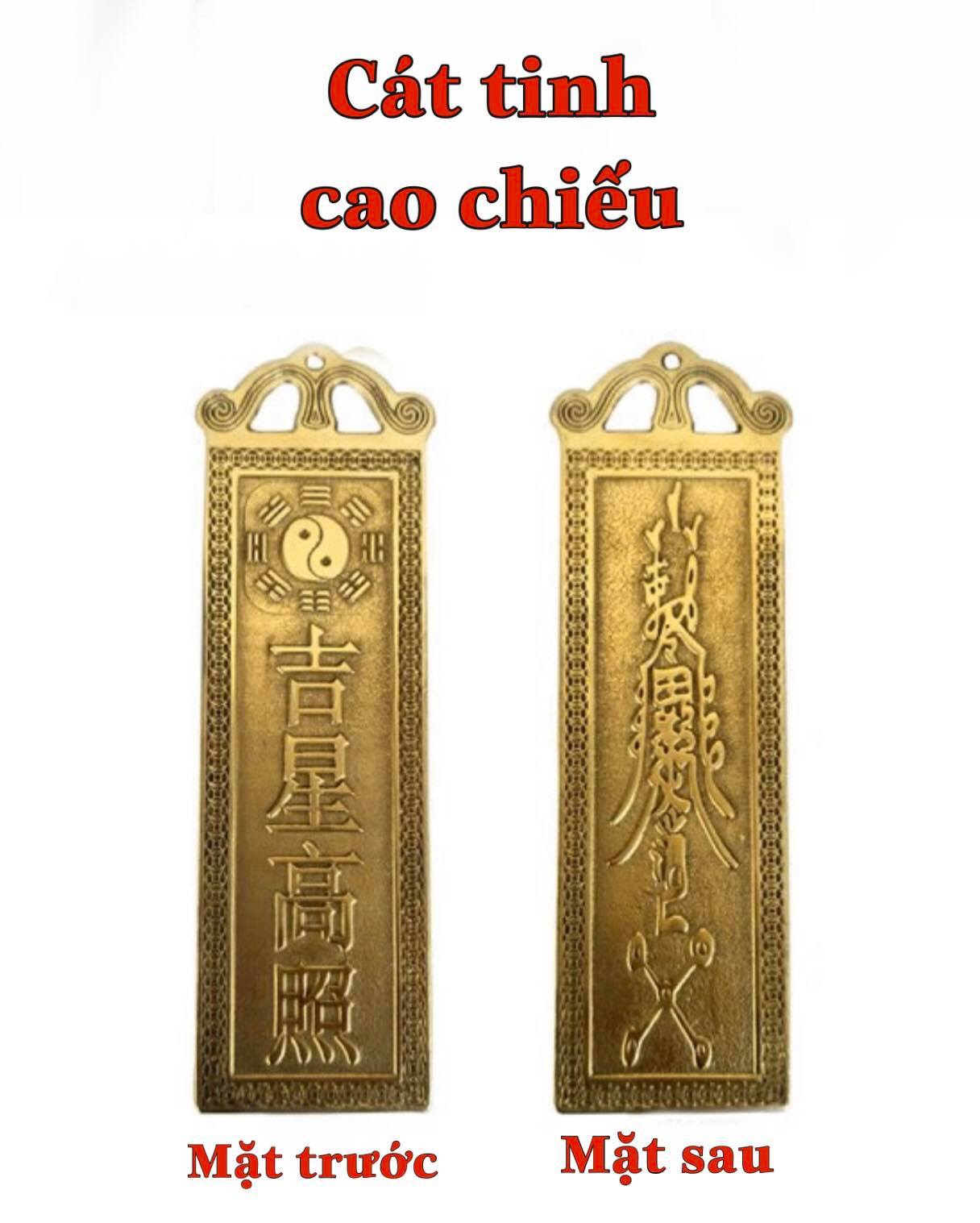 Thẻ kim bài Thiên Quan Tứ Phúc bằng đồng treo trước cửa nhà