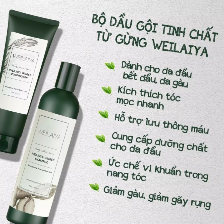 [CHÍNH HÃNG] - Cặp Dầu Gội Xả Gừng Weilaiya