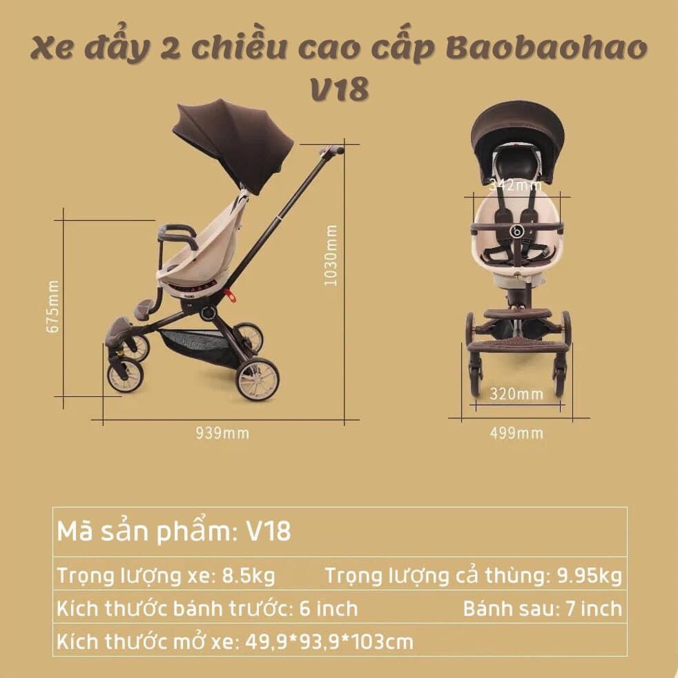 Xe Đẩy 2 Chiều Cao Cấp Baobaohao V18