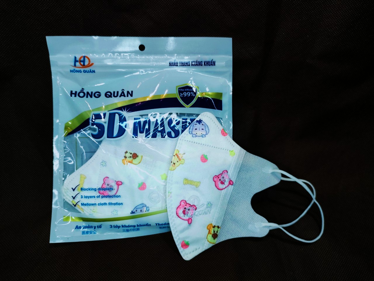 Combo 50 Khẩu trang 5D Lụa Gấu Dâu hot hit