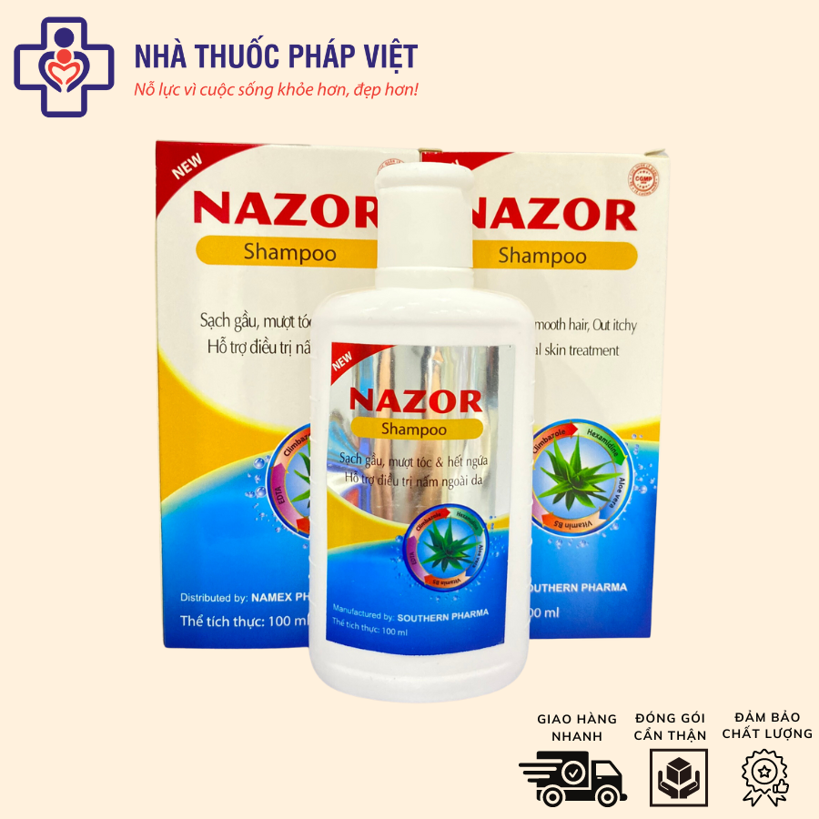 (CHÍNH HÃNG) Dầu Gội Nazor Sạch Gầu, Mượt Tóc, Hết Ngứa Da Đầu - 100ml