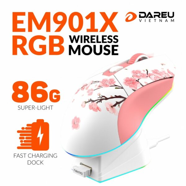 Dareu em901x RGB superlight wireless gaming mouse fast shipping dock mice-authentic
