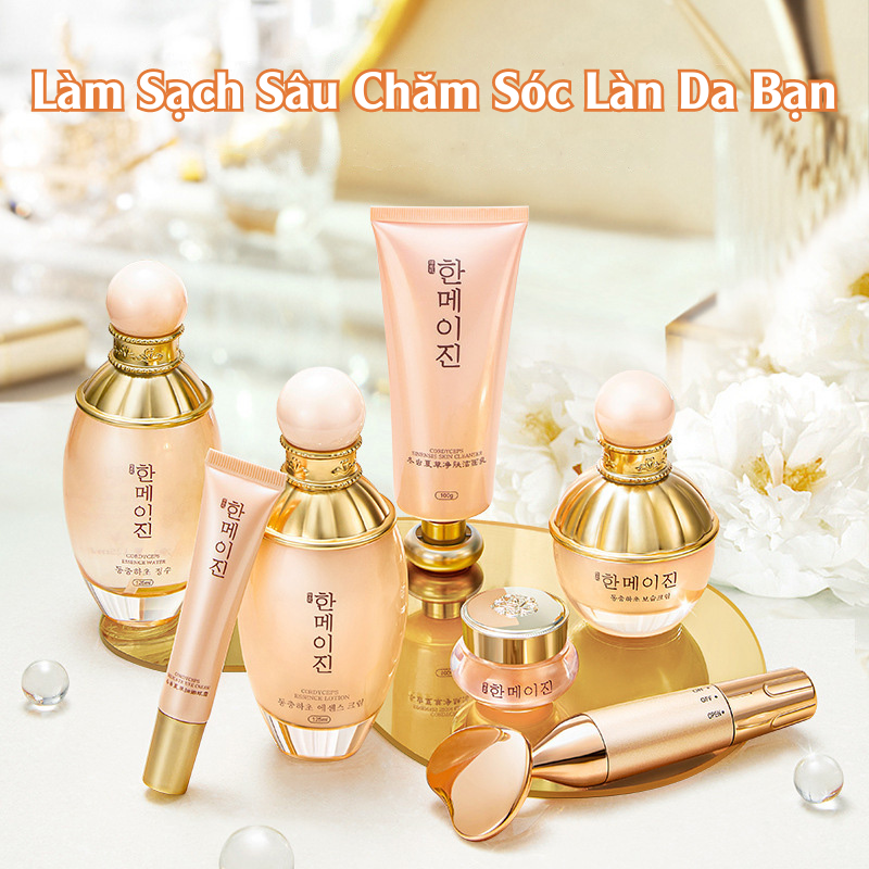 Bộ Sản Phẩm Chăm Sóc Làn Da Hàn Quốc Cao Cấp Đông Trùng Hạ Thảo Hanmi Loại Bỏ Dấu Vết Của Tuổi Già Nâng Niu Làn Da Của Bạn Tặng Kèm Máy Mát Xa Mặt