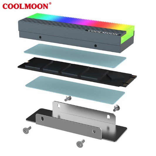 Tản nhiệt SSD M2 Coolmoon Led RGB đồng bộ Hub Coolmoon, Sync Mainboard