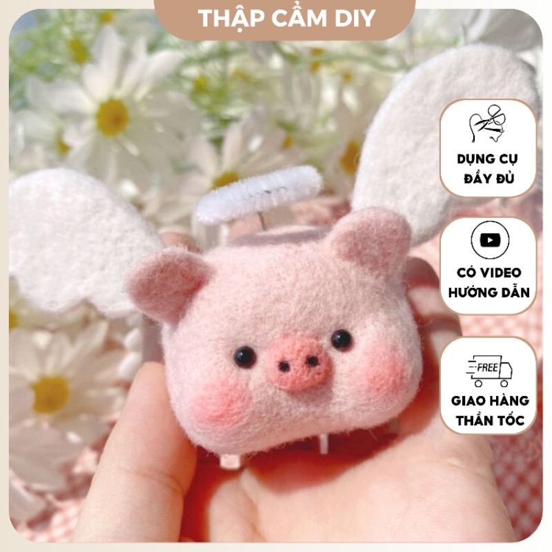 [MỚI] Len Chọc Handmade, Bộ Kit Len Chọc Thiên Thần Heo
