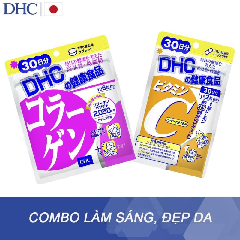 Combo Viên Uống Làm Đẹp Da DHC Collagen Nhật Bản và Viên Uống DHC Bổ Sung Vitamin C (30 ngày) nhập khẩu