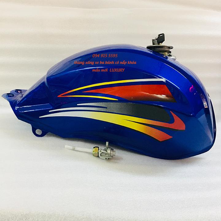 thùng xăng  ba bánh kiểu mới nắp âm khóa xăng|phụ tùng xe