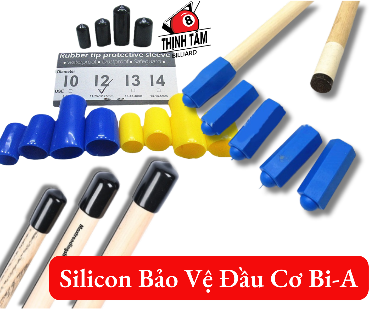 [THỊNH TÂM] Chụp Bảo Vệ Đầu Cơ Bida, Chụp Cao Su, Silicon Cao Cấp [ Su Chụp Đầu Cơ ]