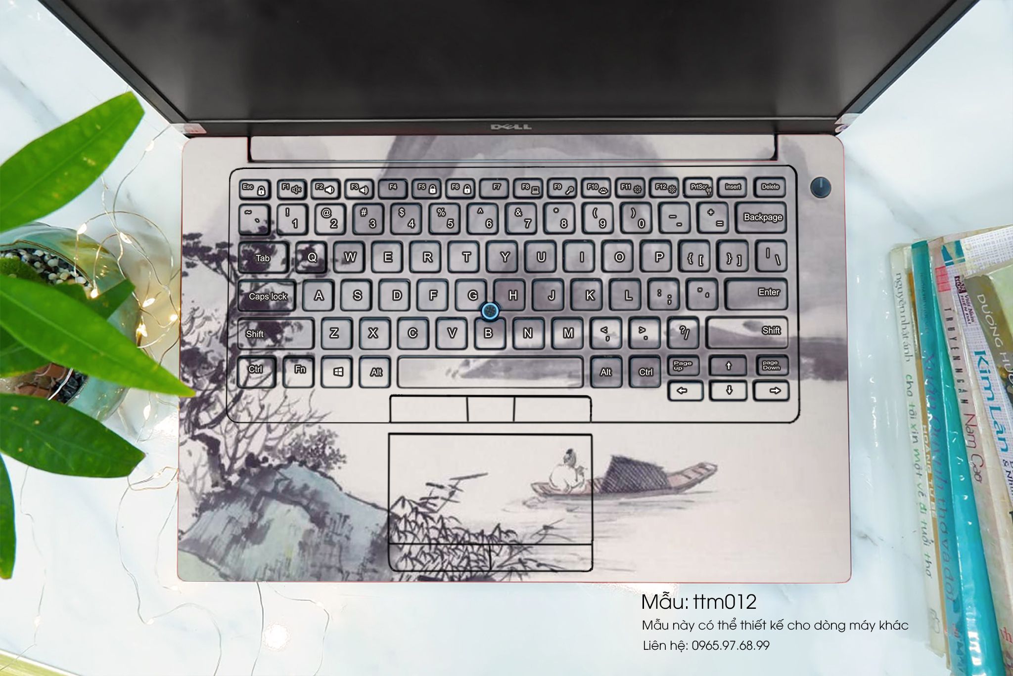 Decal Skin dán Laptop HP mẫu Tranh thủy mặc (inbox mã máy cho shop)