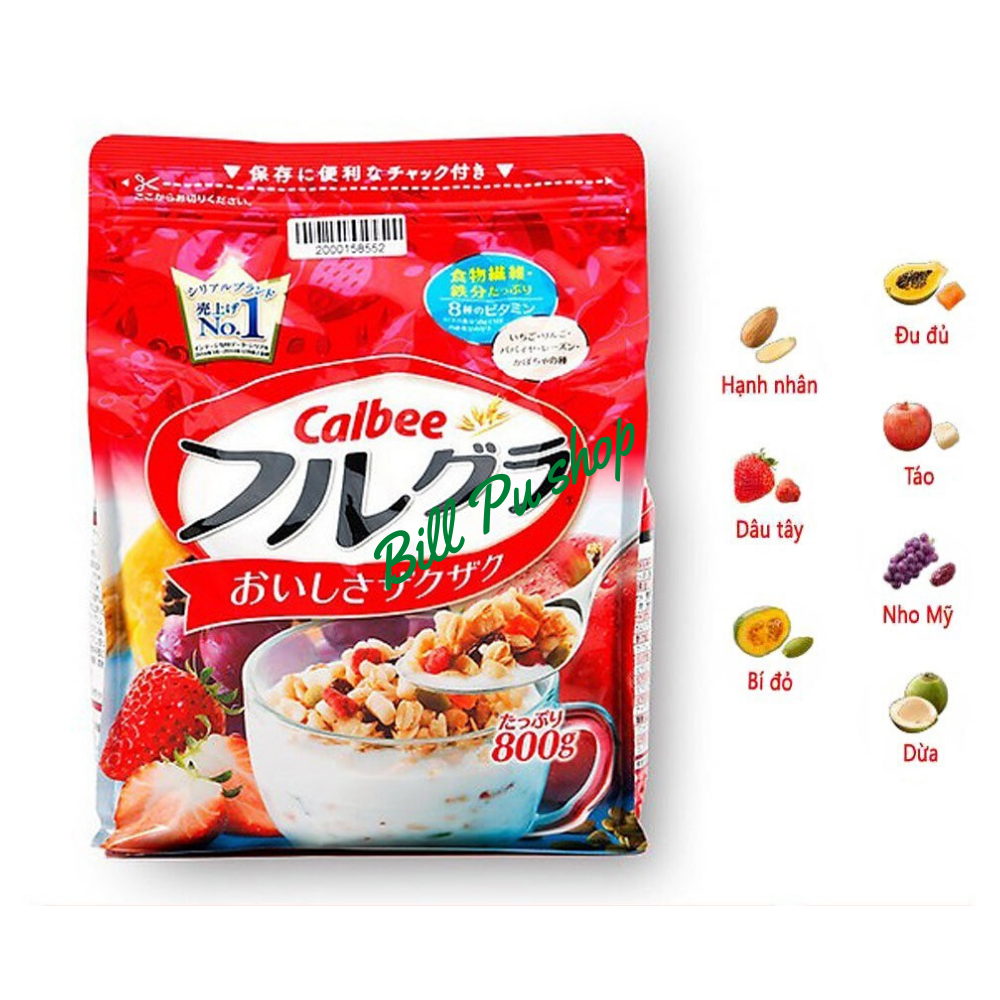 Ngũ Cốc Trái Cây Calbee Đỏ 800G - Nhật Bản