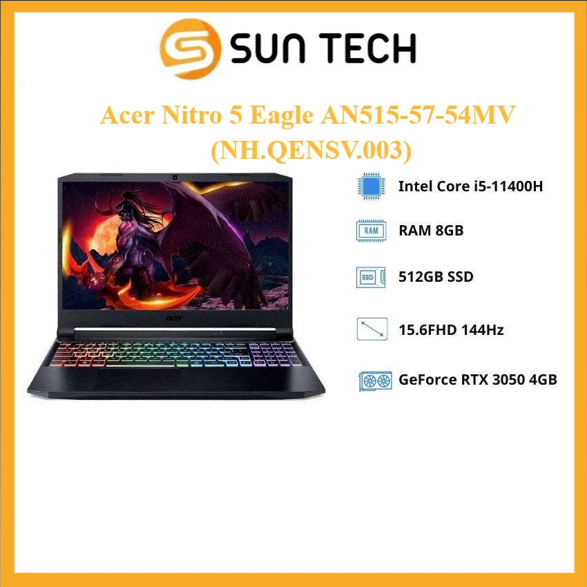 Laptop acer nitro 5 eagle an515-57-54mv / black/ intel core i5-11400h - hàng chính hãng