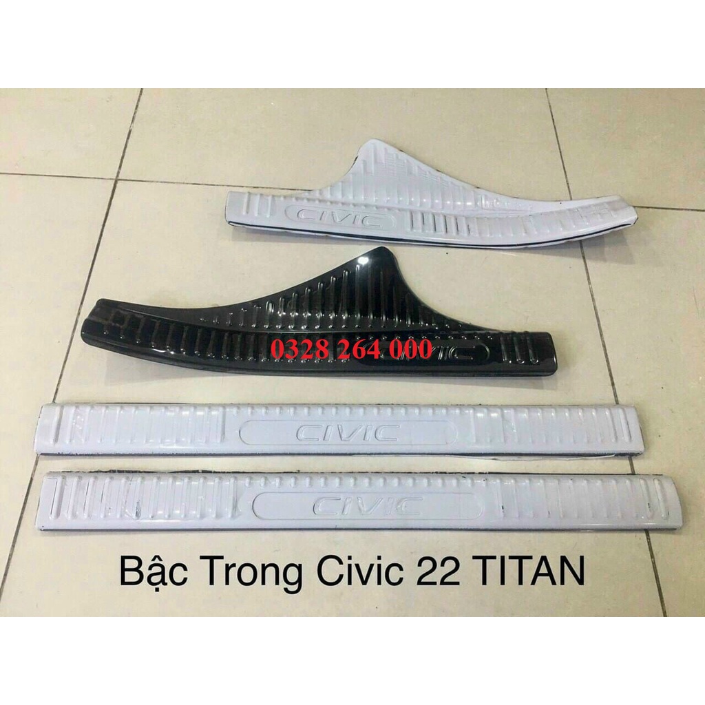 Ốp bậc cửa, nẹp bước chân trong ngoài xe Honda Civic 2022 2023, Hàng titan cao cấp