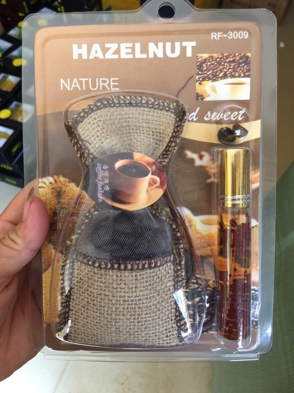 Túi thơm cafe treo xe cao cấp tặng kèm lọ tinh dầu cà phê, Túi thơm khử mùi ô tô, lọ thơm ô tô mùi hương caffe