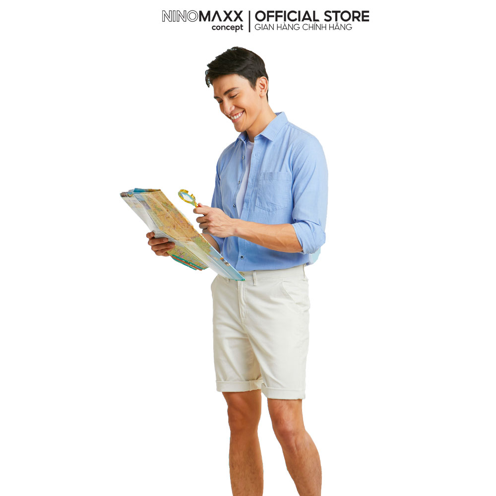 Ninomaxx Áo sơ mi Basic Nam tay dài chất liệu 100% cotton 2011096