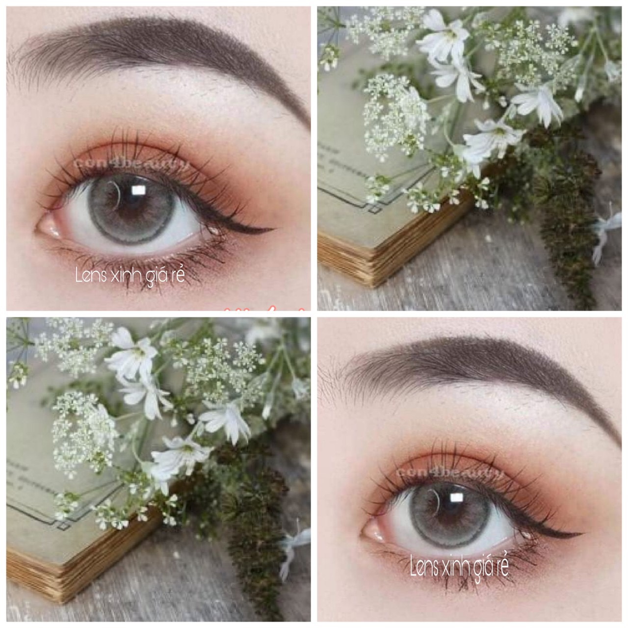 { Xám bán chạy } 5 Mẫu lens mắt - Kính áp tròng xám tây tự nhiên ( Lens dùng 1 năm) tặng kèm khay - Kho sỉ lens