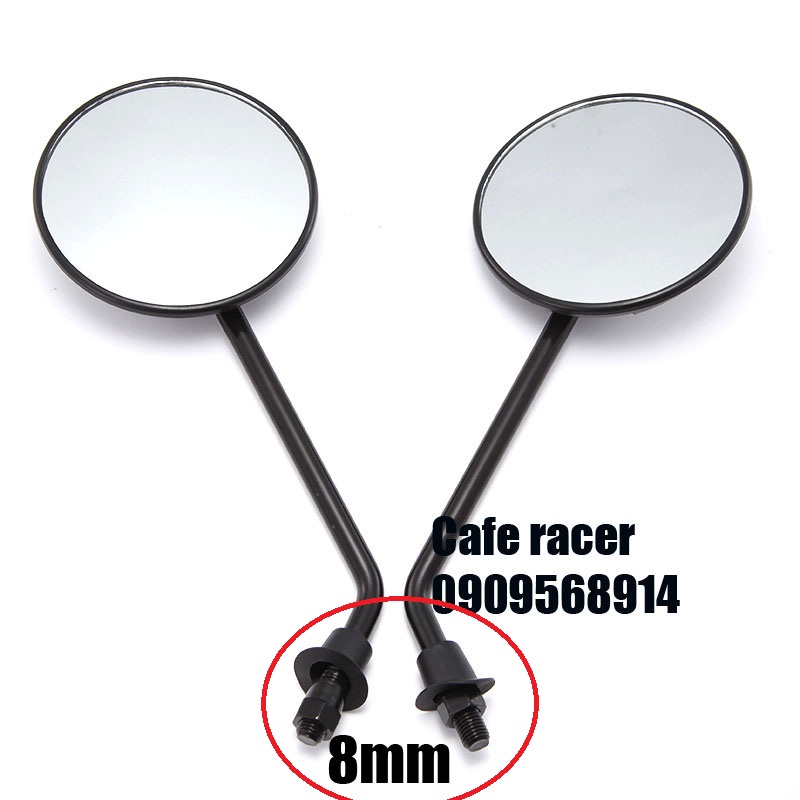 [HCM]Gương chiếu hậu tròn classic cafe Racer chân ốc 8- 10mm cao 30cm
