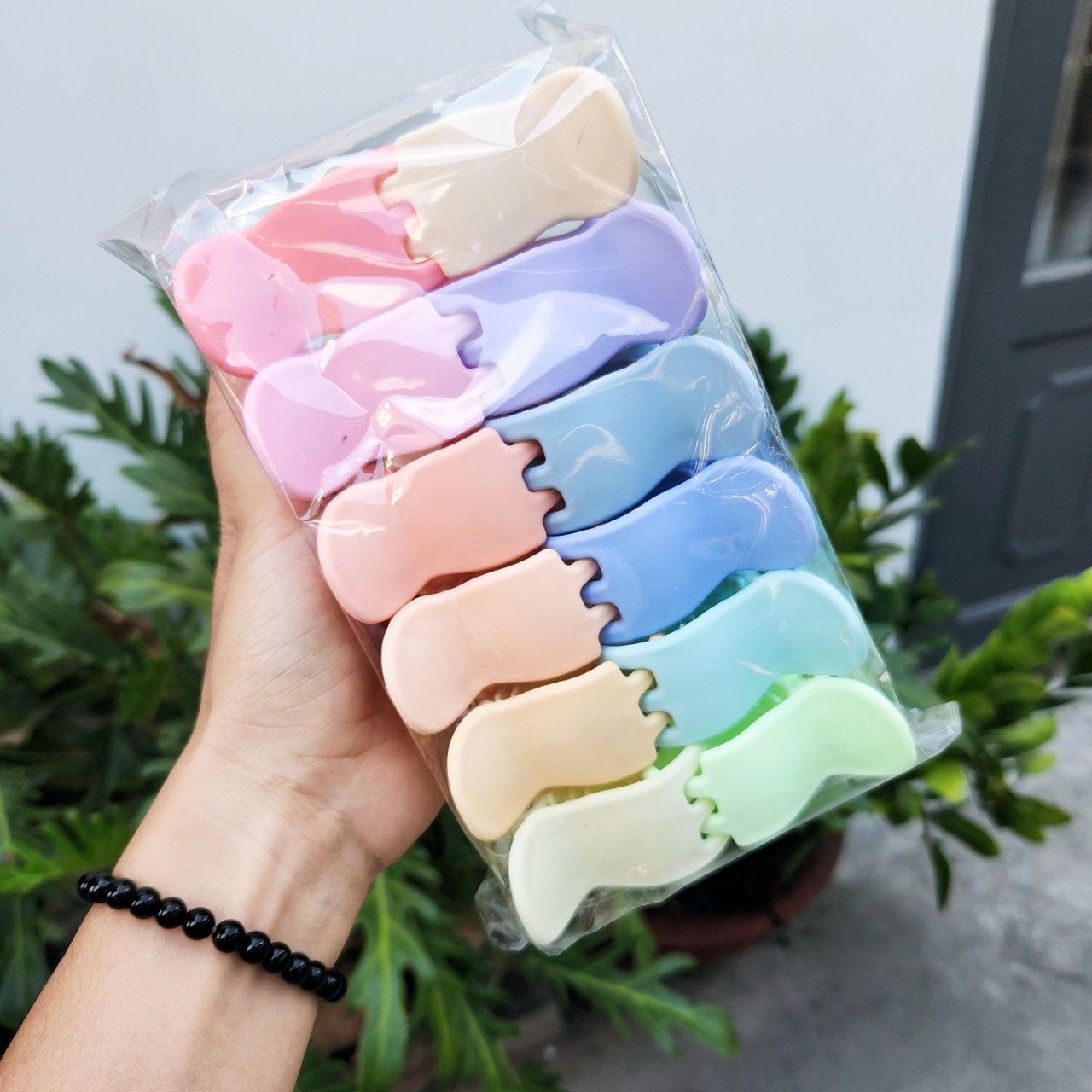 Kẹp Càng Cua Màu Pastel đầu tròn 5 Răng Nhựa Dẻo Không Gãy
