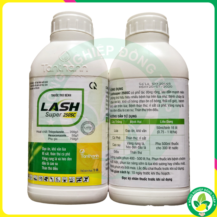 Thuốc Trừ Bệnh LASH Super 250SC – Đạo Ôn, Khô Vằn Lúa; Rỉ Sắt, Thán Thư Cà Phê; Vàng Rụng Lá và Héo Đen Đầu Lá Cao Su; Thán Thư Điều (Chai 1lít)