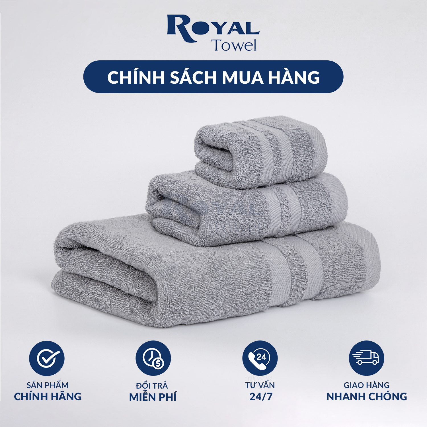 Khăn Tắm Khăn Gội Đầu Khăn Lau Mặt ROYAL TOWEL Dùng Cho Gia Đình Spa Khách Sạn 100% Cotton Thấm Hút Không Ra Màu