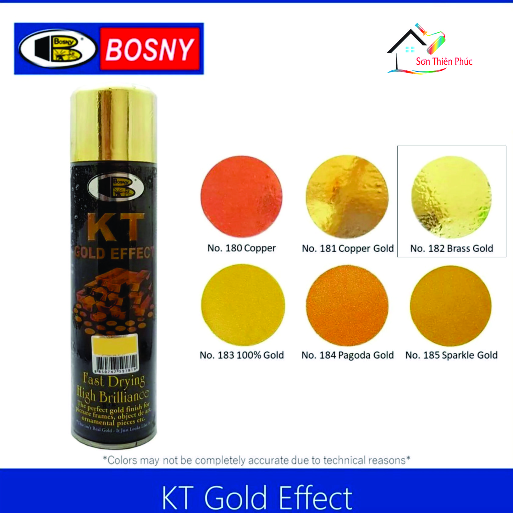 Sơn xịt mạ vàng 18k kt bosny . nhập khẩu thái lan.