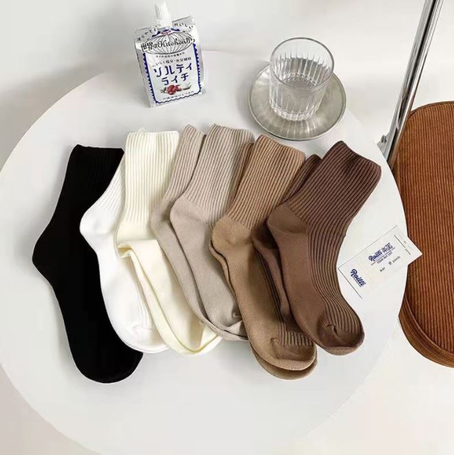 Set 5 Đôi Tất Vớ Nữ Coffe Trơn Siêu Đẹp