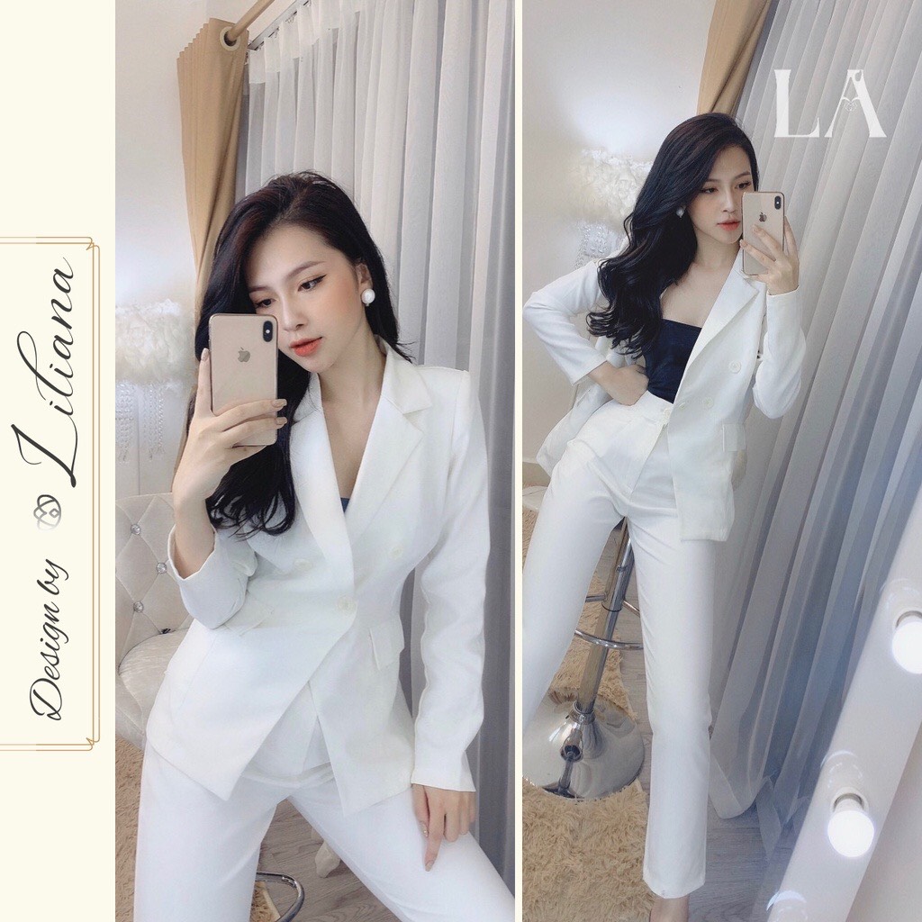 ] Set vest blazer nữ cao cấp - Áo vest nữ công sở Liliana clothes - Set áo vest cao cấp kèm quần baggy cạp cao không kén tuổi, mặc đi làm, đi chơi, đi dự tiệc.