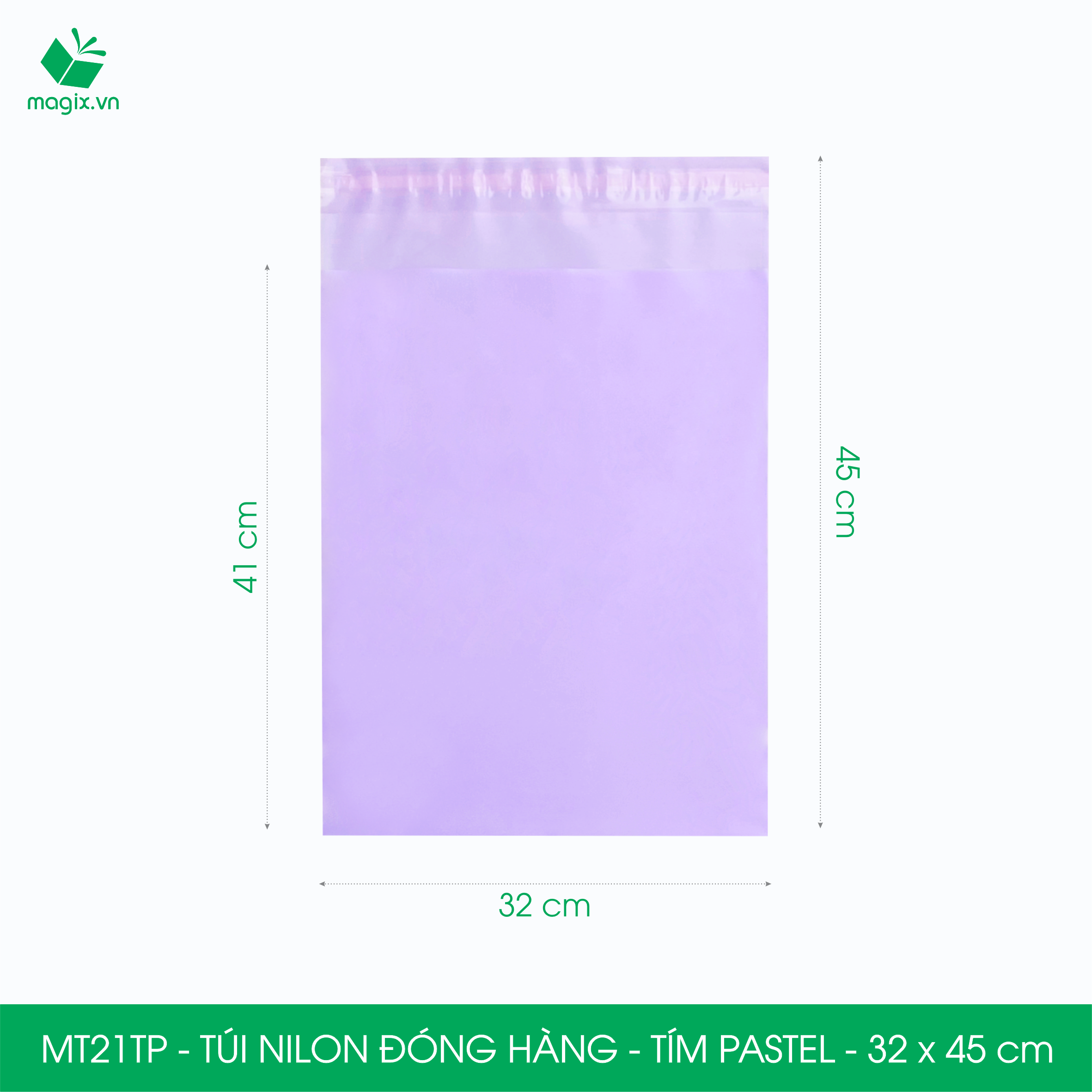 Mt21tp - 32x45 cm - túi nilon gói hàng - 200 túi niêm phong đóng hàng màu tím pastel
